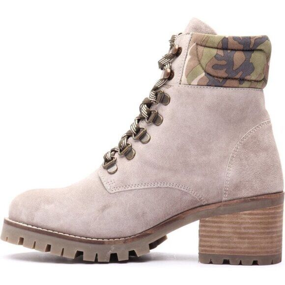 Women's Camo Suede Heeled Boot‎ CREVO Combat Lug Sole Shoes Size 6.5 $99 - Picture 7 of 11